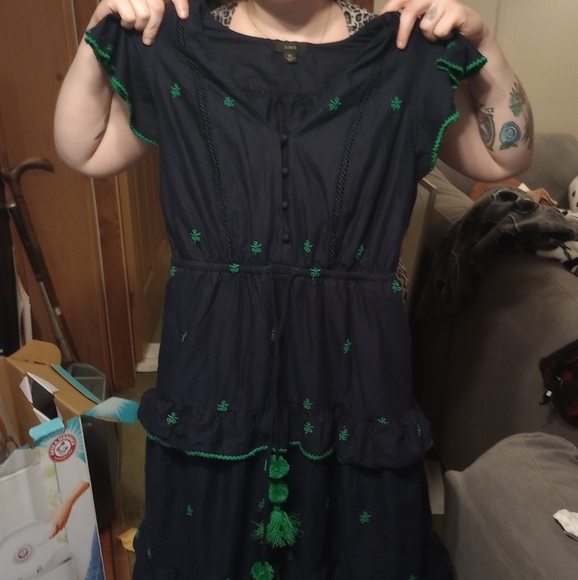 J Crew Embroidered Midi Dress Blue size 10 - Picture 3 of 4